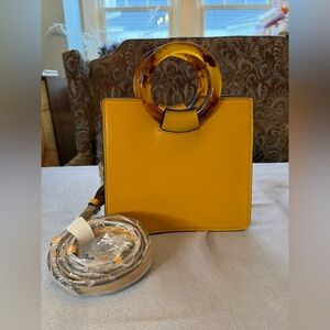 Topshop Mini Adele Faux Leather Top Handle Bag In Mustard Yellow